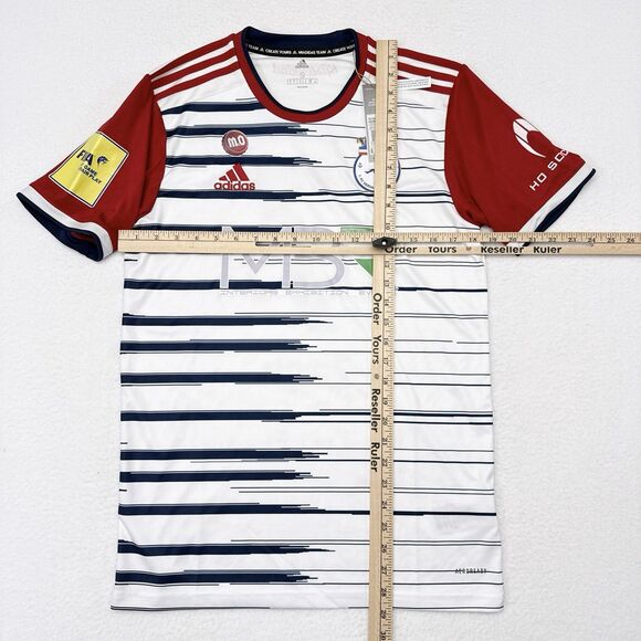 Cagliari Calcio Football Club Soccer Jersey Size Small White Red Italy NEW - Picture 11 of 13